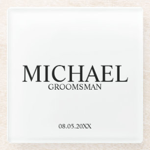 Klassische personalisierte Trauzeugen Glasuntersetzer