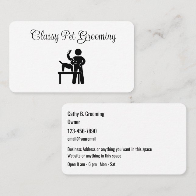 Klassische Pet Grooming einzigartige Visitenkarten Visitenkarte (Vorne/Hinten)