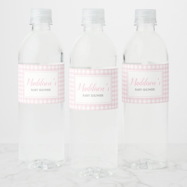 Klassische Pink Gingham Baby Dusche (Flaschen)
