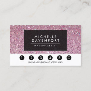 Klassische Pink Glitzer Salon Loyalty Punch Card Treuekarte