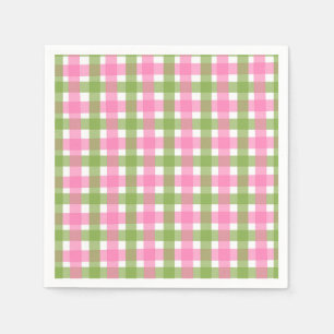 Klassische Pink-Grün-Gingham-Party Serviette