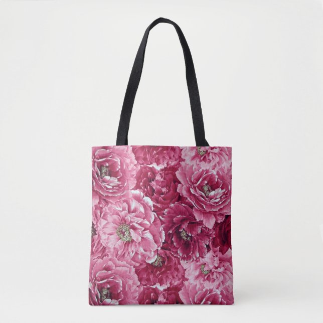 Klassische Pink Peonies Clusters Tote Bag Tasche (Vorderseite)