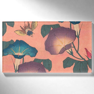 Klassische Pinke Bienen-Blumen-Kunst von Hokusai Namenschild