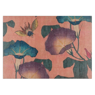 Klassische Pinke Bienen-Blumen-Kunst von Hokusai Schneidebrett