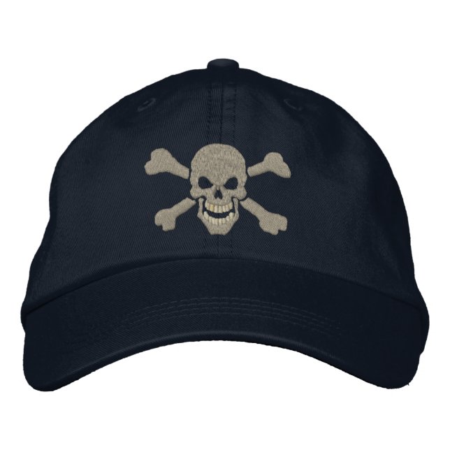 Klassische Piraten-Knochen-Schädel-Stickerei Bestickte Baseballkappe (Vorderseite)