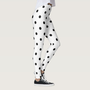 Klassische Polka-Punkt-Leggings - Weiß/Schwarzes Leggings