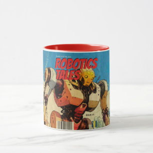 Klassische Pop-Art-Sci-Fi-Comic-Roboter-Cover Tasse