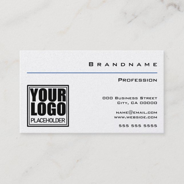 Klassische Premium Perle Weiß mit Logo und Foto Visitenkarte (Vorderseite)
