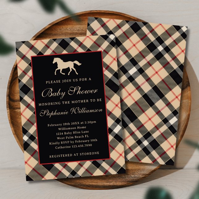 Klassische Preppy Kariert Luxury Reitschia Baby Du Einladung (Von Creator hochgeladen)