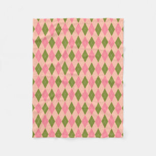 Klassische Preppy-Raute in Hübsch rosa und grün Fleecedecke