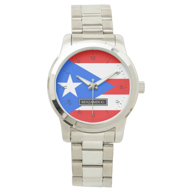 Klassische puerto-ricanische Flagge Armbanduhr (Vorderseite)