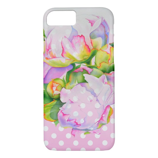 Klassische Punkte mit rosa, blühenden Pinien Case-Mate iPhone Hülle (Rückseite)
