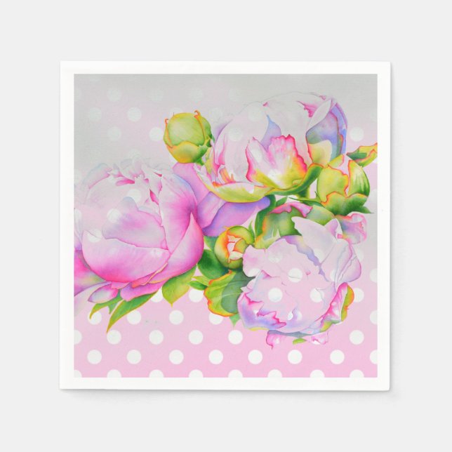 Klassische Punkte mit rosa, blühenden Pinien Serviette (Vorderseite)
