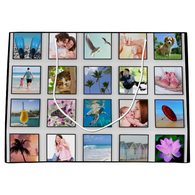 Klassische quadratische Rahmen-Foto-Collage Große Geschenktüte (Vorderseite)