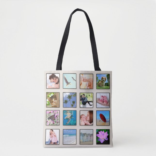 Klassische quadratische Rahmen-Foto-Collage Tasche (Vorderseite)
