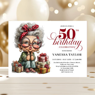 Klassische Quirlige Frau 50. Geburtstag Whimsical  Einladung