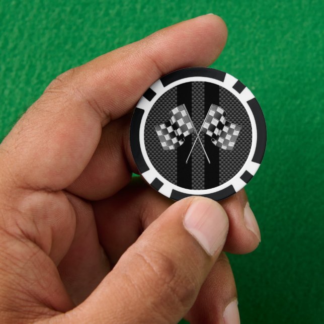 Klassische Racing Flags Streifen im Carbon Fibre S Pokerchips (Hand)