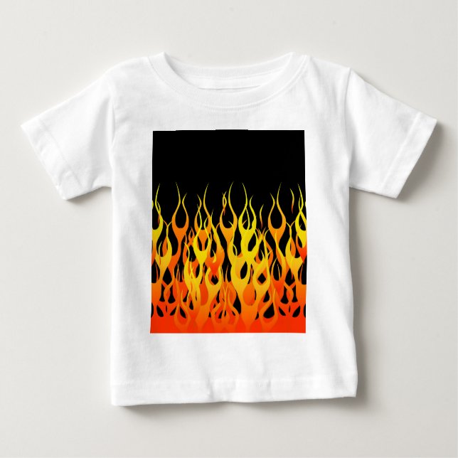 Klassische Racing-Flammen auf solidem Schwarz Baby T-shirt (Vorderseite)