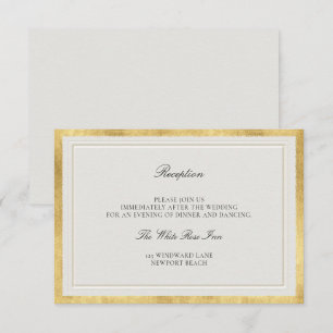 Klassische Rahmung Faux Gold Ecru Hochzeitsempfang Begleitkarte