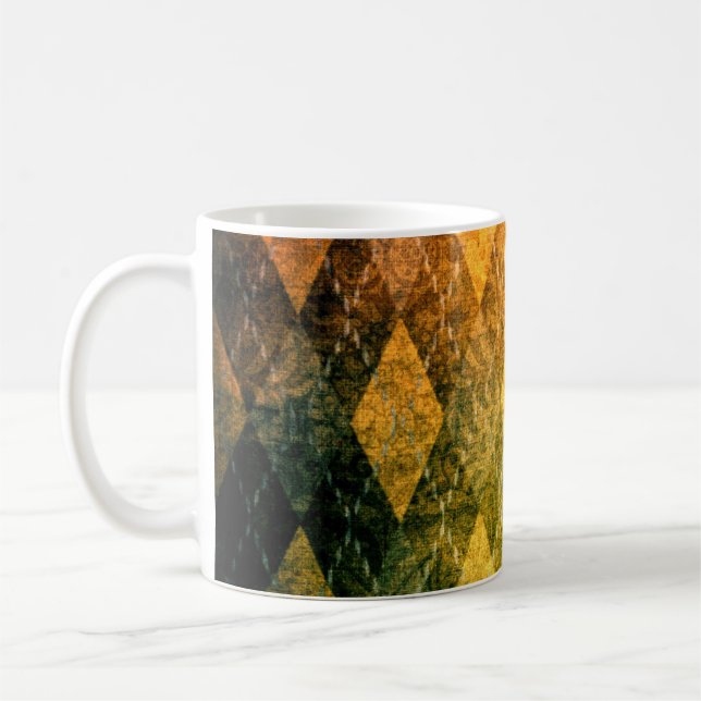 Klassische Raute Vintag-grünes Diamantmuster Kaffeetasse (Links)