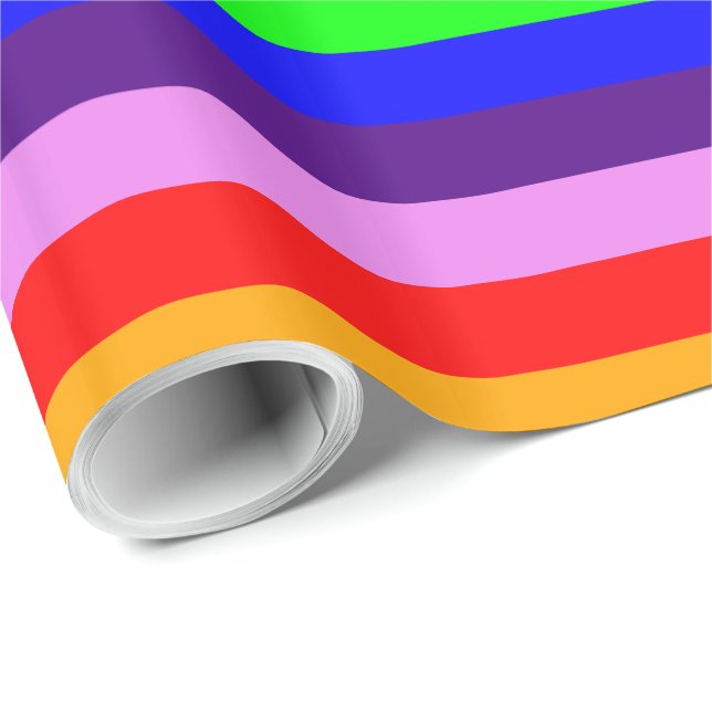 Klassische Regenbogenstreifen Bright Bold Mehrfarb Geschenkpapier (Rolleneckpunkt)