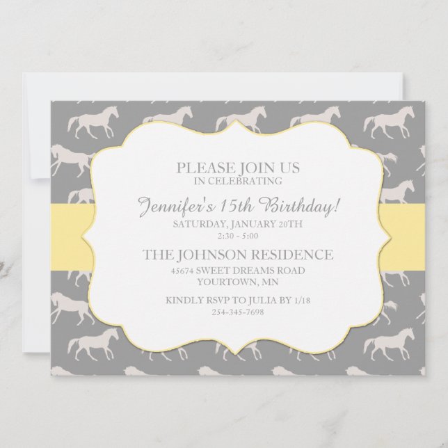 Klassische Reitmädchen Fünfzehnte Geburtstag Einladung (Vorderseite)
