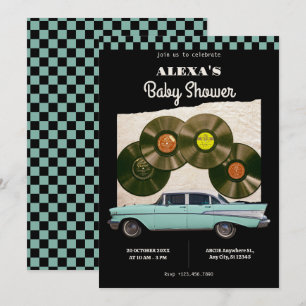 Klassische Retro-Autos-Babyparty Einladung