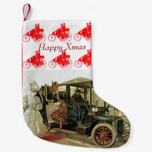 KLASSISCHE ,RETRO-AUTOS,ELEGANTE DAMEN Frohe Weihn Kleiner Weihnachtsstrumpf