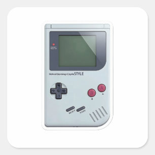 Klassische Retro-Handheld-Spielekonsole 3D-Aufkleb Quadratischer Aufkleber