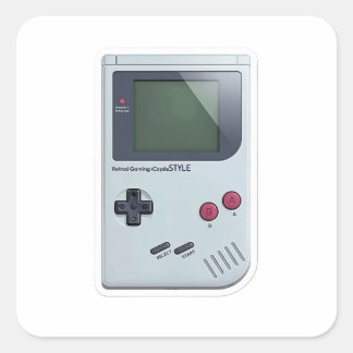 Klassische Retro-Handheld-Spielekonsole 3D-Aufkleb Quadratischer Aufkleber