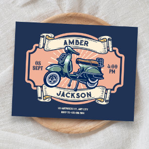 Klassische Retro-Motorrad-Hochzeit Einladung