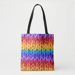 Klassische Retro Strick Rainbow Tote Bag Tasche