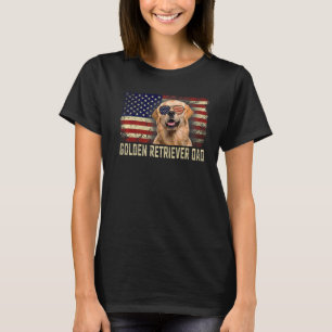 Klassische Retro-USA-Flagge Golden Retriever Vater T-Shirt