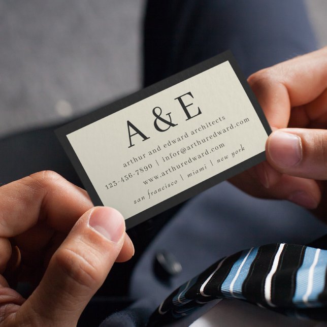 Klassische Retro-Vintage Streifen Einfache Initial Visitenkarte (Von Creator hochgeladen)