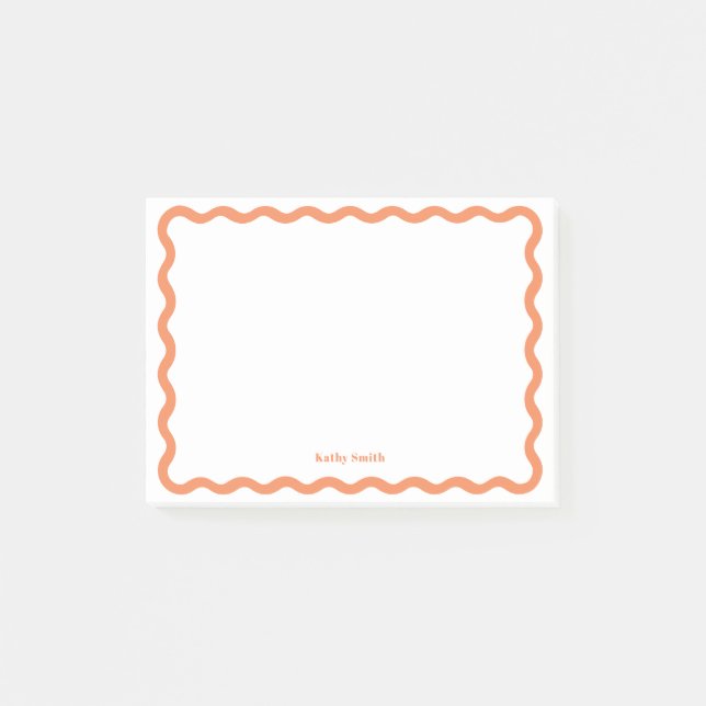 Klassische Retro Wavy Apricot Personalisiert Stati Post-it Klebezettel (Vorderseite)