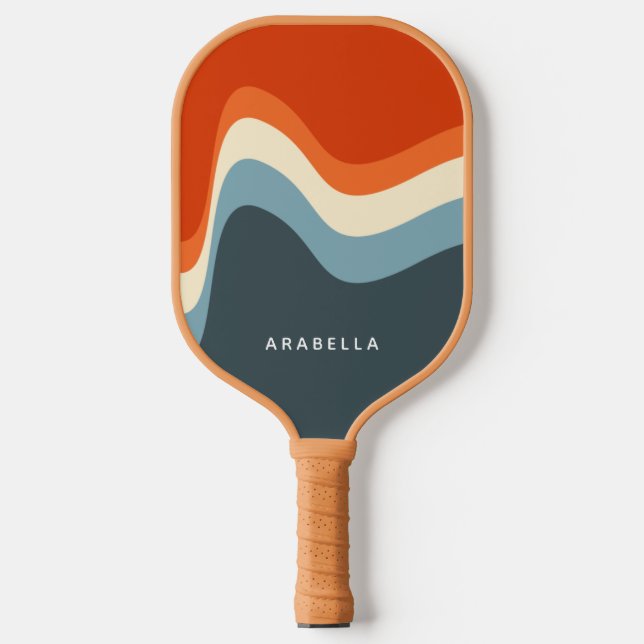Klassische Retro Wavy Lines Pickleball Schläger (Vorderseite)