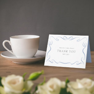Klassische Ribbon Blue Baby Dusche Dankeskarte