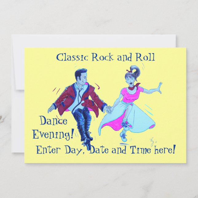 Klassische Rock- und Roll-Dancing Einladung (Vorderseite)