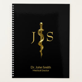 Klassische Rod of Asclepius Medical Gold auf schwa Planer