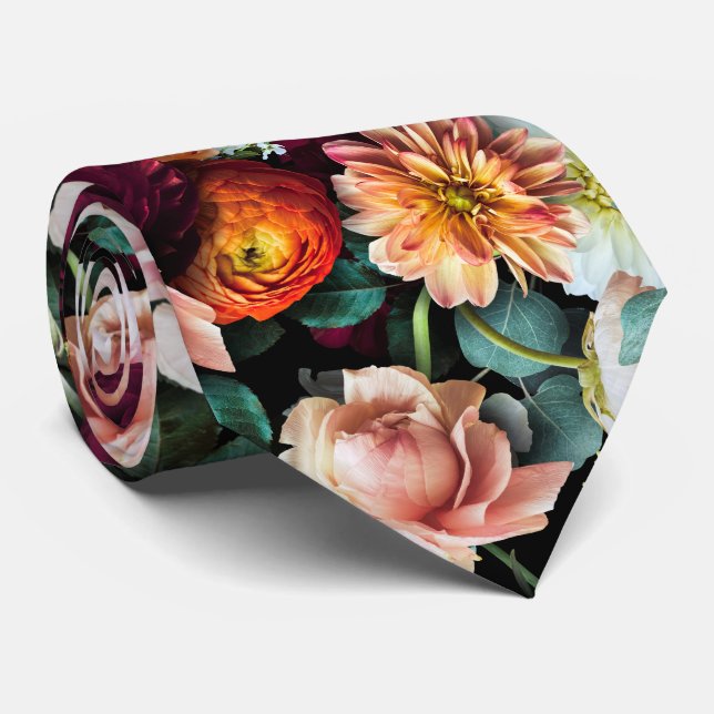 Klassische romantische Blumenzimmerhochzeit Krawatte (Gerollt)