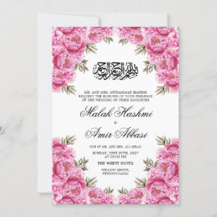 Klassische romantische rosa Rose islamische Hochze Einladung