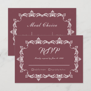 Klassische romantische Rosenholz-Hochzeit mit aufw RSVP Karte