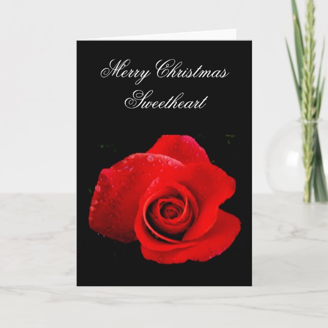 Klassische Romantische rote Rose Weihnachtskarte Feiertagskarte (Vorderseite)