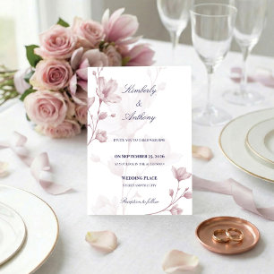 Klassische romantische verstaubte rosa Blumenhochz Einladung