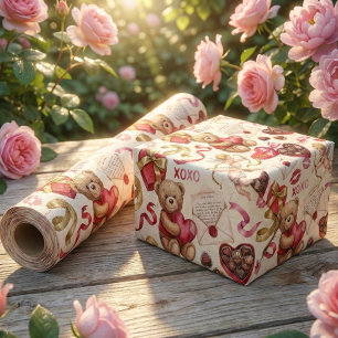 Klassische Romanze: Vintage-Teddybär Geschenkpapier Set