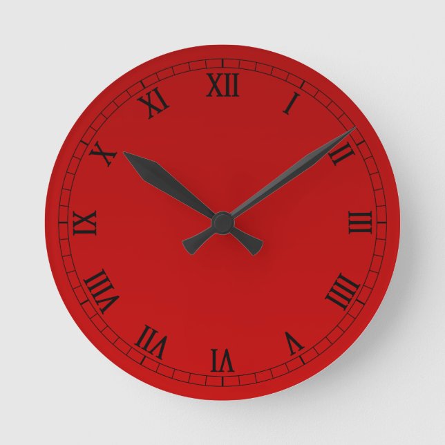 Klassische römische Zahlen auf rotem Gradient Runde Wanduhr (Vorderseite)