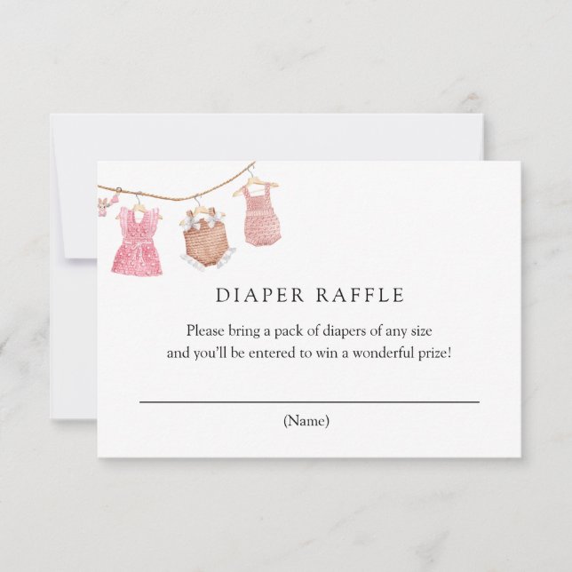 Klassische rosa Babywindelkarte Einladung (Vorderseite)