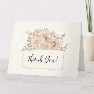 Klassische rosa botanische Umrandung Dankeskarte