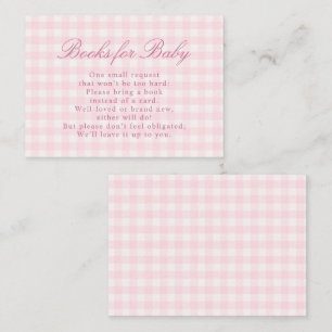 Klassische rosa Gingham-Einlagekarte für Baby Show Begleitkarte