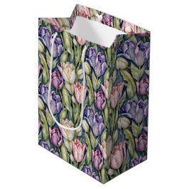 Klassische rosa, lila, weiße Tulpen Mittlere Geschenktüte